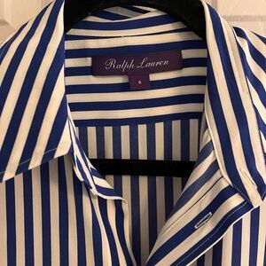 Ralph Lauren Purple Label Blue and White Striped Long Sleeve Dress